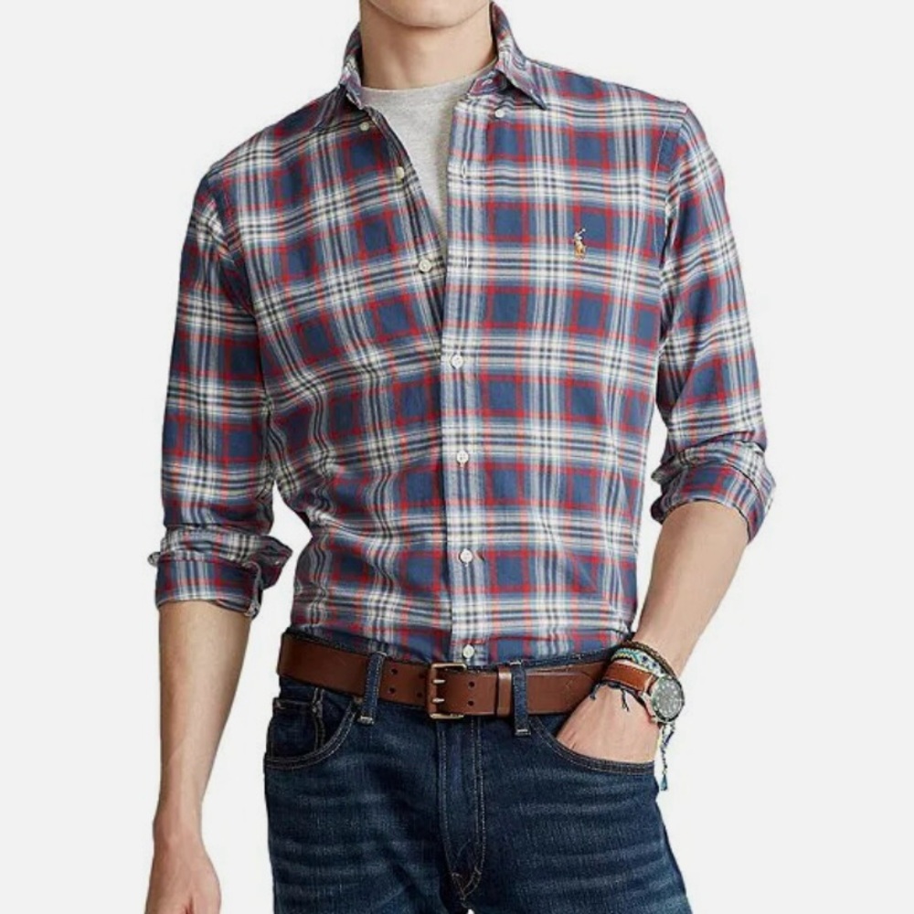 Polo Ralph Lauren Men’s Shirt Classic Fit Navy Red Plaid Pattern Size XXL
